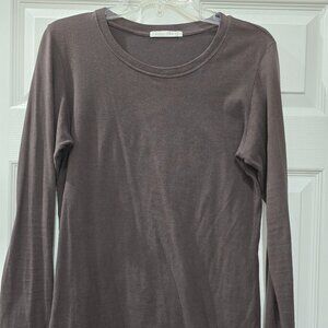 Fitted Cotton Jersey Top, Brown. Size L